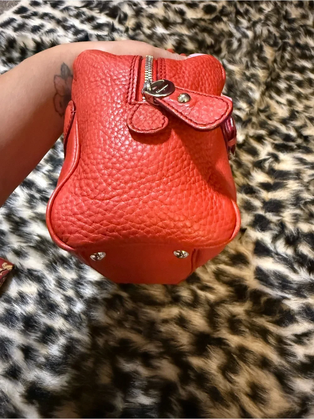 Salvatore Ferragamo Mini Red Pebble Leather Satchel Crossbody